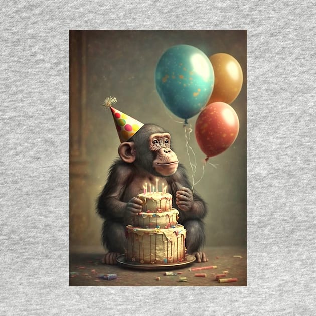 Chimpanzee Birthday Party Card by candiscamera